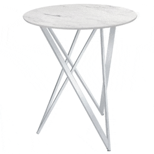 FAUX MARBLE ROUND TOP BAR TABLE