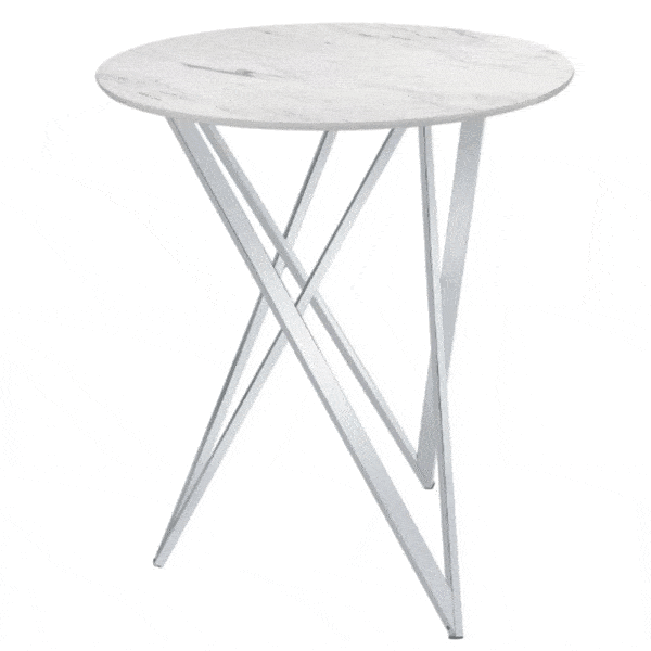 FAUX MARBLE ROUND TOP BAR TABLE