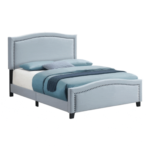 HAMDEN EASTERN KING UPHOLSTERED PANEL BED, DELFT BLUE