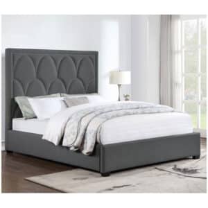 BOWFIELD KING UPHOLSTERED BED WITH NAILHEAD TRIM, CHARCOAL