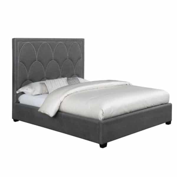 BOWFIELD KING UPHOLSTERED BED WITH NAILHEAD TRIM, CHARCOAL