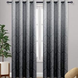 OMBRE BLACK OUT DRAPES, DAMASK, SET OF 2, 52×96