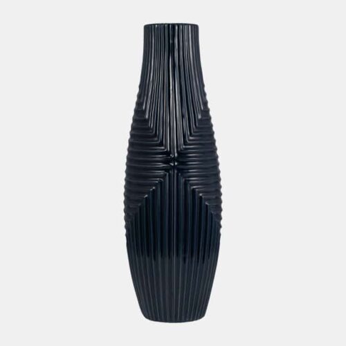 20″ TRIBAL VASE, NAVY BLUE