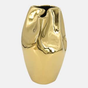 14″ ABSTRACT VASE, GOLD