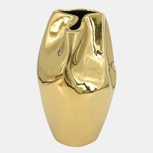 14″ ABSTRACT VASE, GOLD