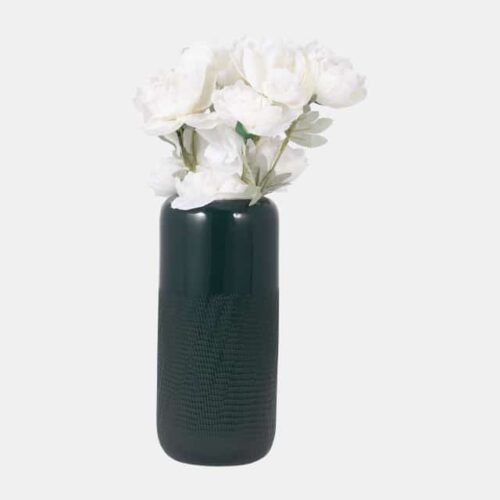 12″ GROOVED VASE, FOREST GREEN