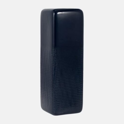 18″ SQUARED GROOVED VASE, NAVY BLUE