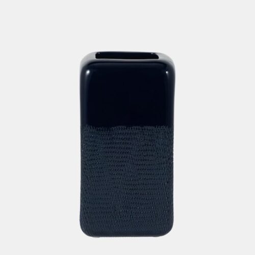 10″ SQUARED GROOVED VASE, NAVY BLUE