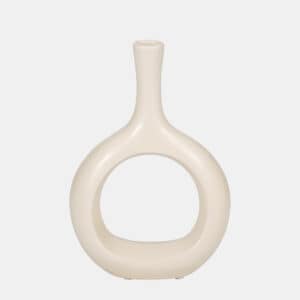 9″ CURVED OPEN CUT OUT VASE, COTTON
