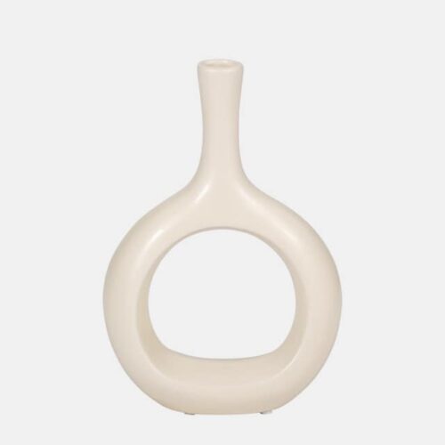 9″ CURVED OPEN CUT OUT VASE, COTTON