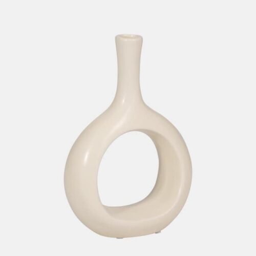 9″ CURVED OPEN CUT OUT VASE, COTTON