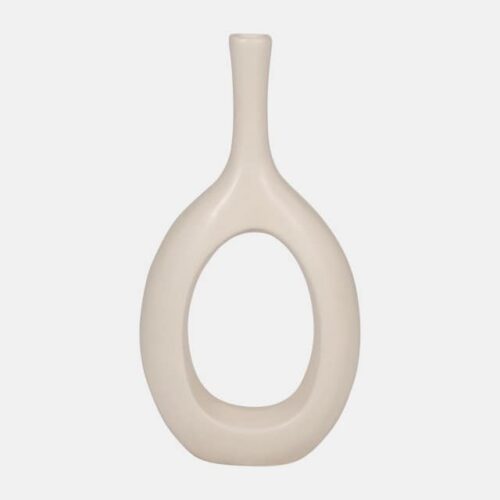 12″ CURVED OPEN CUT OUT VASE, COTTON