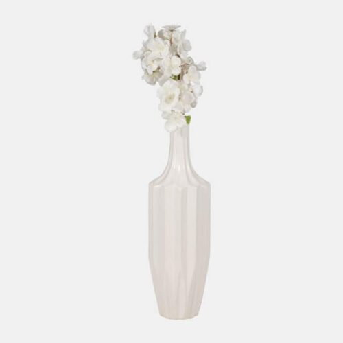 16″ FLUTED VASE, WHITE