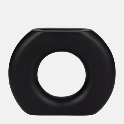 11″ DONUT VASE, BLACK