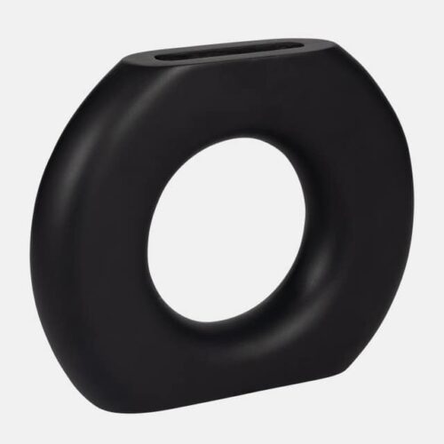 11″ DONUT VASE, BLACK