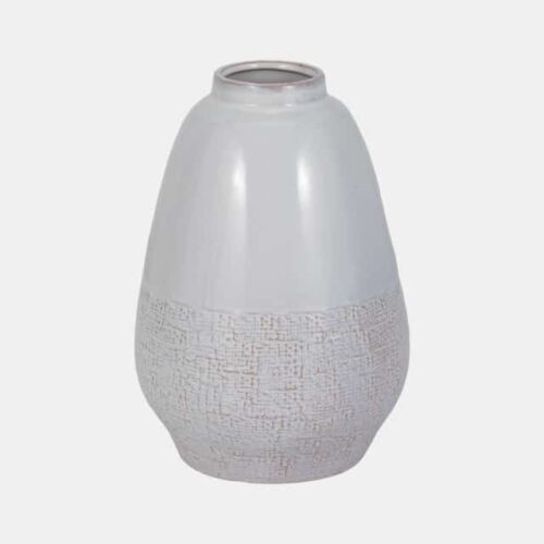 10″ VASE WITH BOTTOM TEXTURE, IVORY