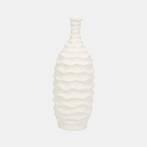 11″ HORIZONTAL RIBBON VASE SAND TEXTURE, WHITE