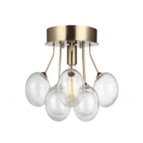 BRONZEVILLE ONE LIGHT SEMI FLUSH MOUNT, SATIN BRASS