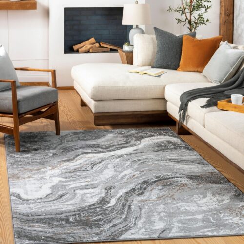 ALLEGRO,  LIGHT GRAY SWIRL – 6’7″ x 9′