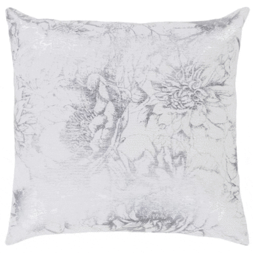 CRESCENT OFFWHITE AND SILVER FLORAL DOWN FILL PILLOW