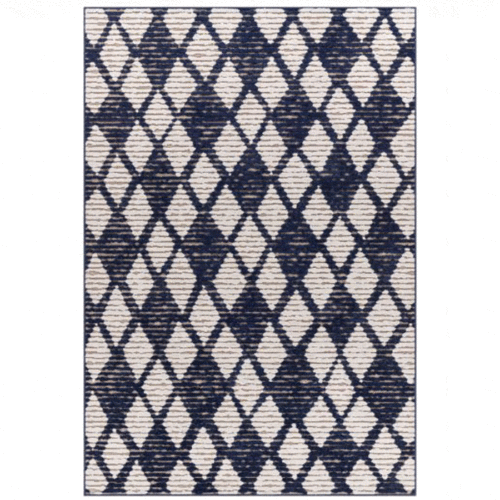 GREENWICH DIAMOND RUG, INKBLUE  5’3″X7’3″