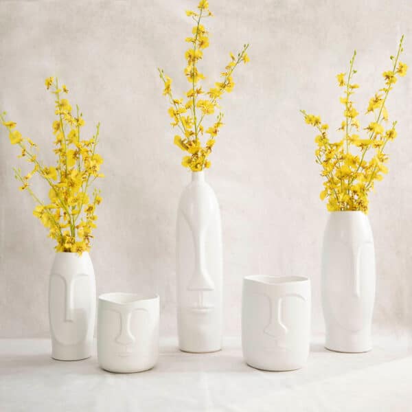 18" FACE VASE, WHITE - Image 2