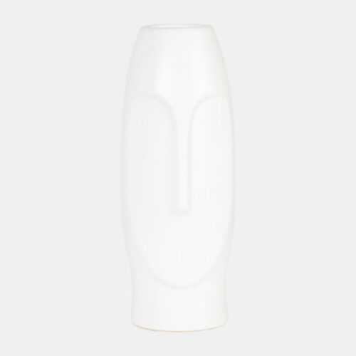 14″ FACE VASE, WHITE