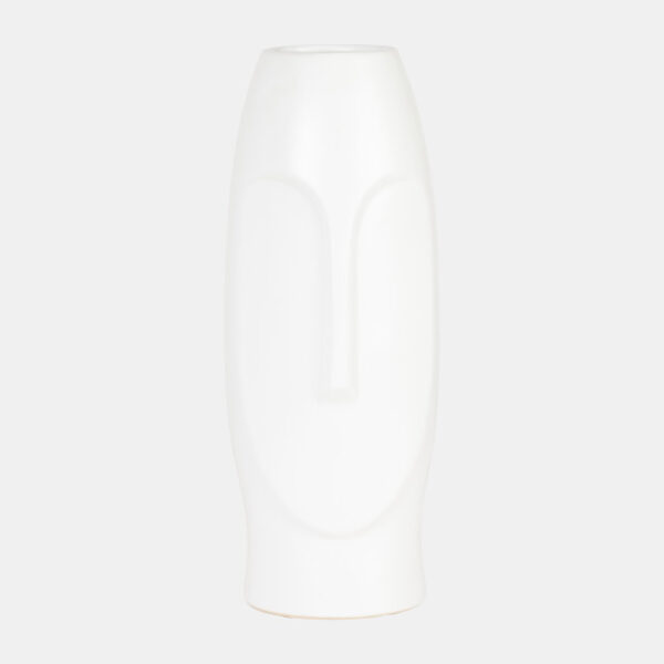 14" FACE VASE, WHITE