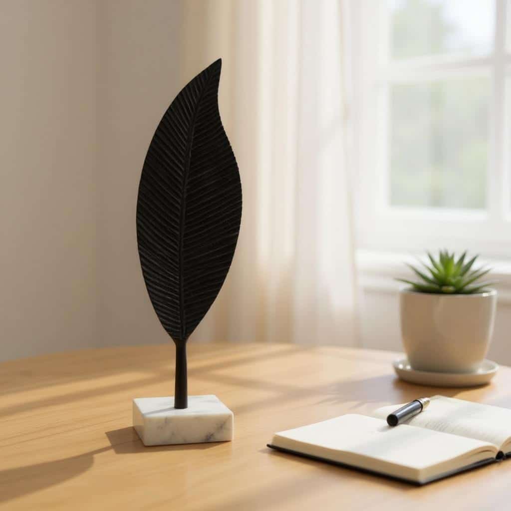 METAL 19" LEAF TABLE DECOR, BLACK - Image 2