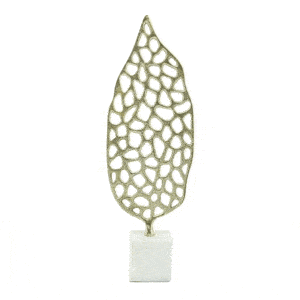 19″ CUT OUT LEAF ON STAND, GOLD