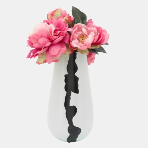 12″  WHITE CERAMIC MODERN VASE