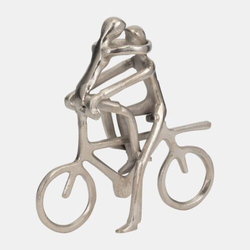 10″ COUPLE ON BIKE, SILVER METAL