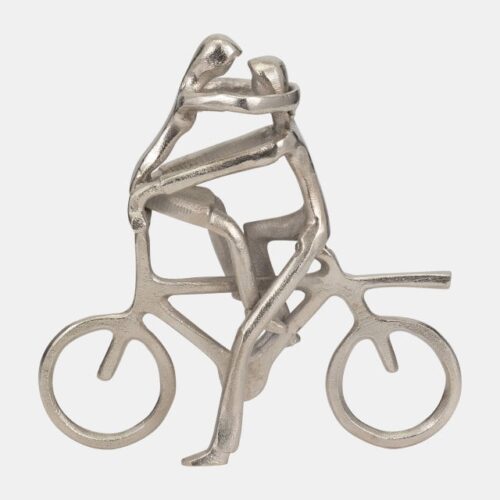 10″ COUPLE ON BIKE, SILVER METAL