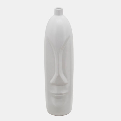 18″ FACE VASE, WHITE