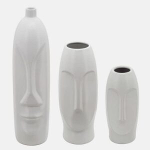 14″ FACE VASE, WHITE