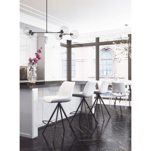 AKI COUNTER STOOL WHITE & BLACK, SET OF 2