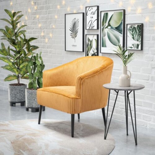 YELLOW VELVET ACCENT CHAIR