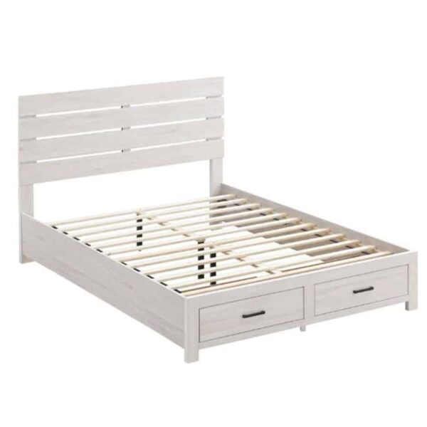 BRANTFORD WOOD EASTERN KING STORAGE PANEL BED, COASTAL WHITE