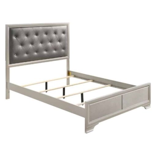 SALFORD WOOD EASTERN KING PANEL BED, METALLIC STERLING