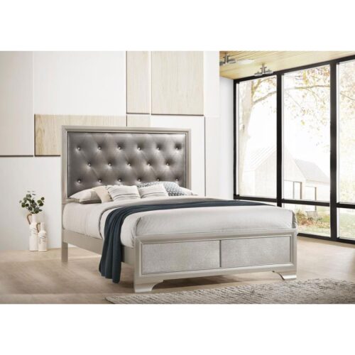 SALFORD WOOD EASTERN KING PANEL BED, METALLIC STERLING