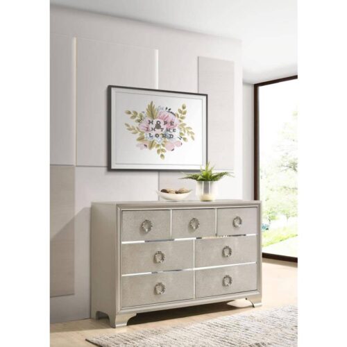 SALFORD 7 DRAWER DRESSER METALLIC STERLING