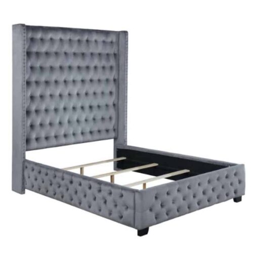 ROCORI UPHOLSTERED QUEEN WINGBACK BED, GREY