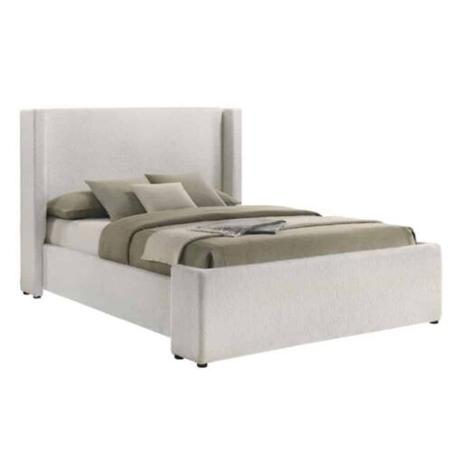 ALAMOSA BOUCHE UPHOLSTERED EASTERN KING WINGBACK PLATFORM BED, WHITE