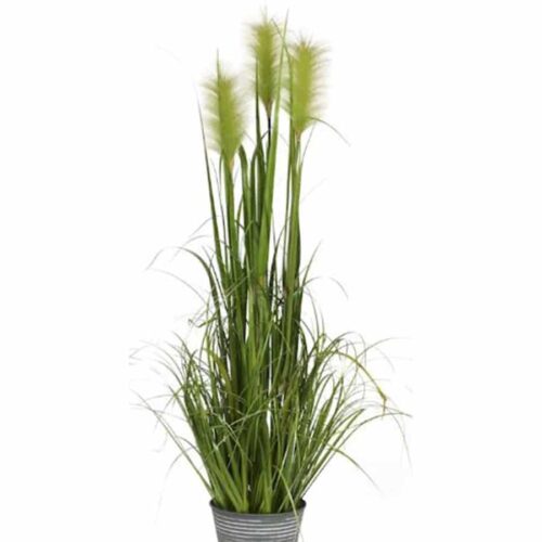 48″ GREEN GRASS BUNDLE IN METAL POT