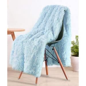 LOCHAS SOFT SHAGGY FAUX FUR THROW, ICE BLUE, 50×60