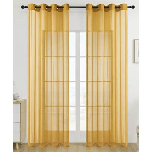 YELLOW STRIPE SHEER CURTAINS, 2 PANEL, 52×84