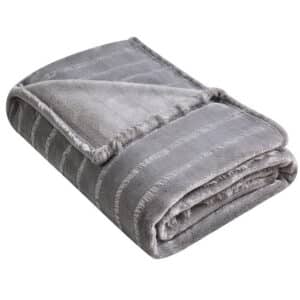 FINENESS FLEECE THROW BLANKET, GREY, 50×60