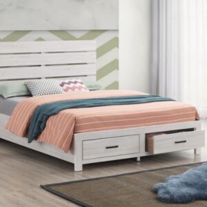 BRANTFORD WOOD EASTERN KING STORAGE PANEL BED, COASTAL WHITE