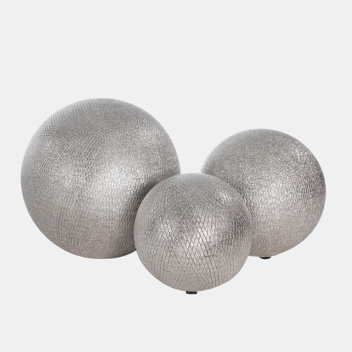 CERAMIC SILVER ORBS, SET OF 3