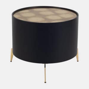 24″ GOLD LEAF TOP SIDE TABLE, BLACK & GOLD